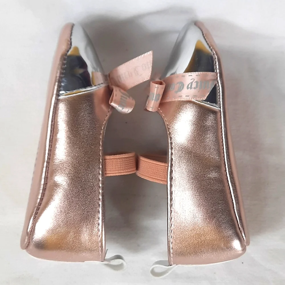 Juicy Couture Baby Venice Baby Shoes Size 4 Rose Gold Silver Metallic with Box